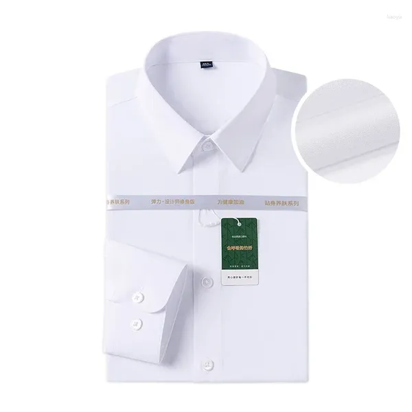 Camisas casuales para hombres Manga larga Camisa formal de vestir Fácil cuidado no hierro Oficina masculina sólida que trabaja whtie Gray
