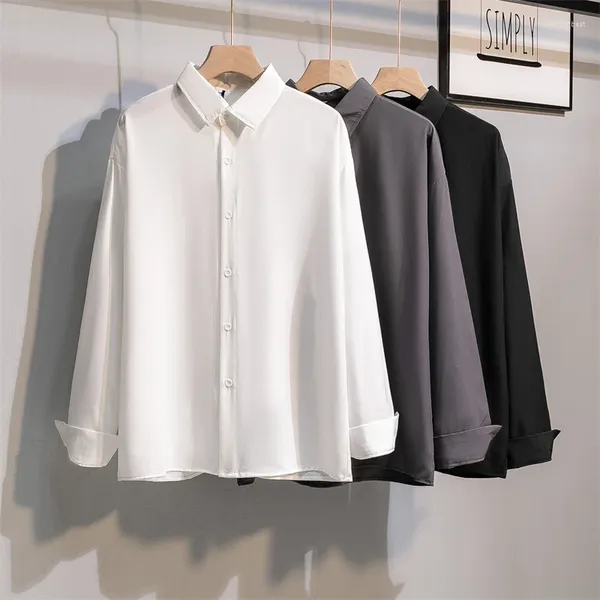 Chemises décontractées pour hommes à manches longues classique sans fer solide robe de base chemise conception sans poche coupe Standard formelle sociale B237