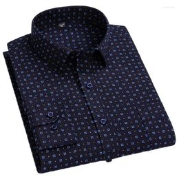 Camisas casuales para hombres manga larga estampado estampado estándar botón suave para el hombre Oficina de negocios Aecoice