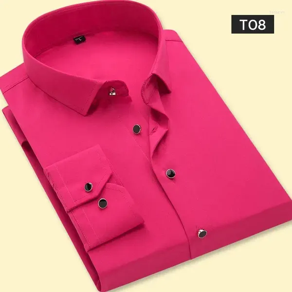 Chemises décontractées pour hommes, manches longues, col Mao, chemise unie, poche simple plaquée, coupe Standard, robe de bureau d'affaires B217