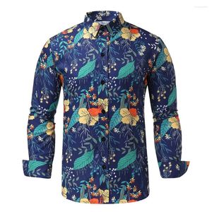 Chemises décontractées pour hommes Chemise à manches longues Feuilles de fleurs Imprimé Col à revers Tunique simple boutonnage Automne Printemps Usage quotidien Causal Rétro Vêtements