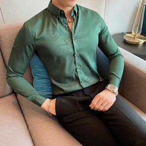 Mannen Casual Shirts Lange Mouw Shirt Voor Mannen Kleding 2023 Eenvoudige Zakelijke Formele Slijtage Slim Fit Office Blouse 5Xl-M Plus Size