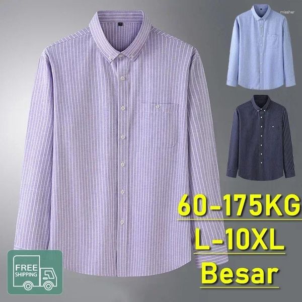 Camicie casual da uomo a maniche lunghe di grandi dimensioni tinta unita Business 7XL 8XL 9XL per uomo Saldi