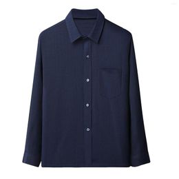 Camicie casual da uomo a maniche lunghe Uomo Autunno 2023 Camicia sottile in tinta unita per uomo Tasca con risvolto allentato Maschile Streetwear