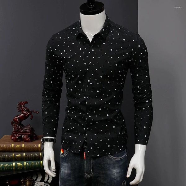 Camisas casuales para hombres Camisa de manga larga Otoño Slim Business Inch Tendencia coreana Ropa Ropa para hombres