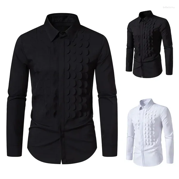 Camisas casuales para hombres Camisa de manga larga Otoño e invierno Color sólido Fiesta europea Vestido de boda Rendimiento