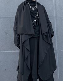 Casual overhemden voor heren, lang windjack, zwart, slim fit, losse knielengte, Japanse knappe mode 230829