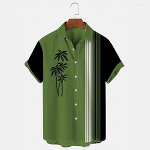 Casual shirts voor heren losse beknopte kokossplitsingspatroon voor mannen 2022 Streetwear-trend All-matched Hawaiiaanse feestknoop omhoog Blouses