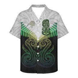 Chemises décontractées pour hommes Chemise ample Polynesian Tribal Design Maori Tiki Art Silver Fern Print CUSTOM Été Vêtements pour hommes Short SleeveMen