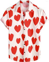 Mannen Casual Shirts Liefde Stip Print Zomer Oversized Korte Mouw Mode Single-Breasted Blouses Trend Tops Mannen Kleding