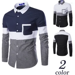 Camicie casual da uomo Camicia abbinata ai colori da uomo Oxford Patchwork Moda coreana Versatile Slim Non stirabile per uomo