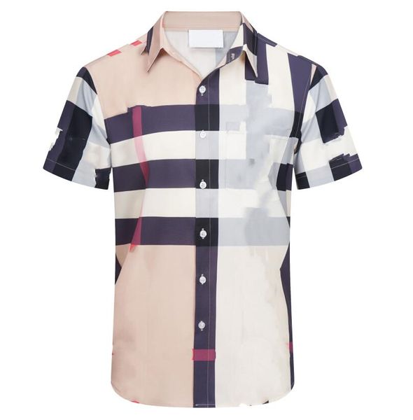 Camisas informales para hombre, camisas de moda de negocios de lujo para hombre, camisas clásicas de manga corta de verano a rayas, polos, ropa popular avanzada, top