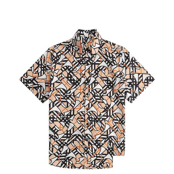 Chemises décontractées pour hommes Designer de luxe pour hommes Fashion Geométrique Imprimé Bowling Shirt Hawaii Floral Men Slim Fit Classe à manches Slip Sleeve Taille M- Dhvdi