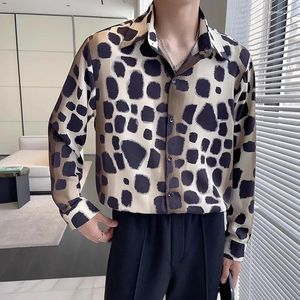 Chemises décontractées pour hommes Luxe à manches longues imprimé léopard hommes printemps simple boutonnage lâche mâle chemise florale fête club porter plus taille