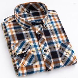 Casual herenoverhemden Luxe herenoverhemd Lange mouw Mode Lente Plaid Puur katoen Engelse stijl Reizen Sociaal Groot formaat 8 XL 7X