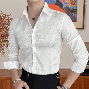 Chemises décontractées pour hommes Chemise d'impression de luxe Mâle Punk Robe gothique Style coréen Hommes Vintage Designer Manches longues Night Club Social