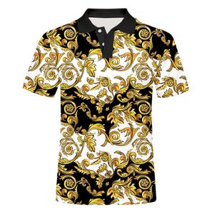 Chemises décontractées pour hommes Luxury Royal Shirt Men Men à manches courtes Golden Floral imprimées baroques Polos Prom Prom Party Ship