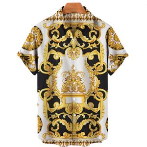 Chemises décontractées pour hommes Chemise de luxe pour hommes Style baroque 3D Chemise pour hommes Hawaiian Summer Tops surdimensionnés Bouton Manches courtes Lâche Homme Vêtements Taille EU 230613