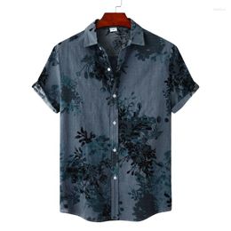 Chemises décontractées pour hommes kit de chemise de luxe à manches courtes homme mode Tiki Vêtements Blouses T-shirts sociaux Polo en coton hawaïen