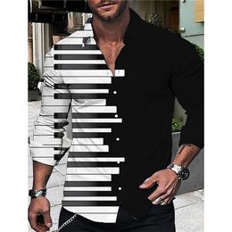 Chemises décontractées pour hommes chemises à poitrine simple de luxe pour imprimé piano à manches longues vestiges cardigan hawaïen Blous 230221