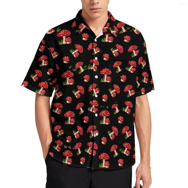 Chemises décontractées pour hommes champignon magique champignons tachetés chemise de plage Hawaii Vintage Blouses hommes graphique 3XL 4XL