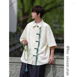 Chemises décontractées pour hommes chemises de style chinois masculin mens tangs tang costume à manches courtes solides traditionnelles chinois hanfu grande taille m-5xl