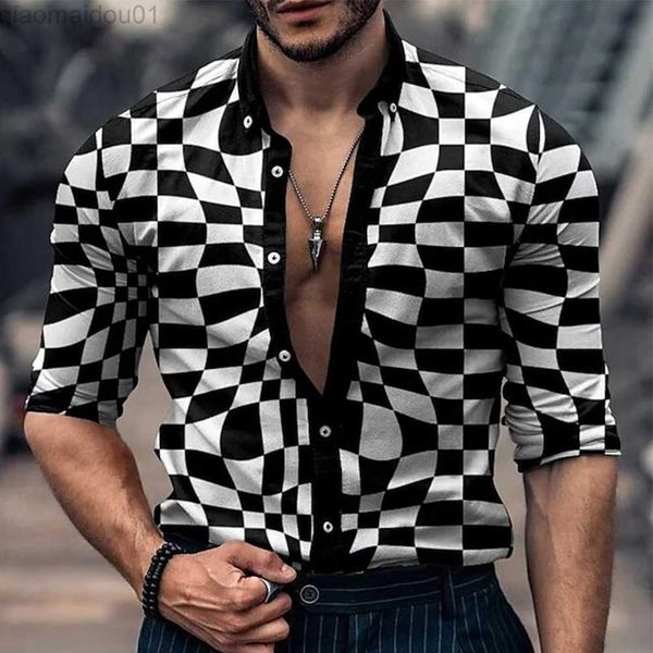 Chemises décontractées pour hommes Hommes Chemise Vêtements Vente chaude à manches longues Muscle New Party Up Streetwear 2023 Vintage Baroque Beach Blouse L230721