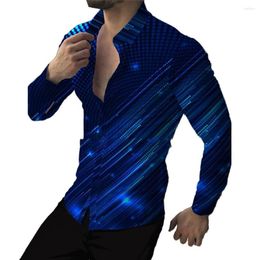 Chemises décontractées pour hommes Chemise d'impression masculine à manches longues Décolleté à revers Mens Dress Up Modèle régulier