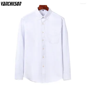 Chemises décontractées pour hommes Bureau de chemise masculine pour le printemps d'été blanc massif à manches longues de mode à manches longues 00546