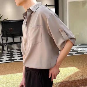 Casual shirts voor heren mannelijk shirt niet ironeren vaste kleur aankleden volwassen luxe ijs zijden mannen causale kleding