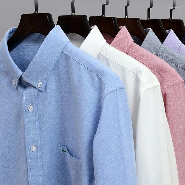 Hommes chemises décontractées homme Oxford couverture en coton chemise mode manches longues printemps haute qualité vêtements de travail t-shirts sans fer affaires