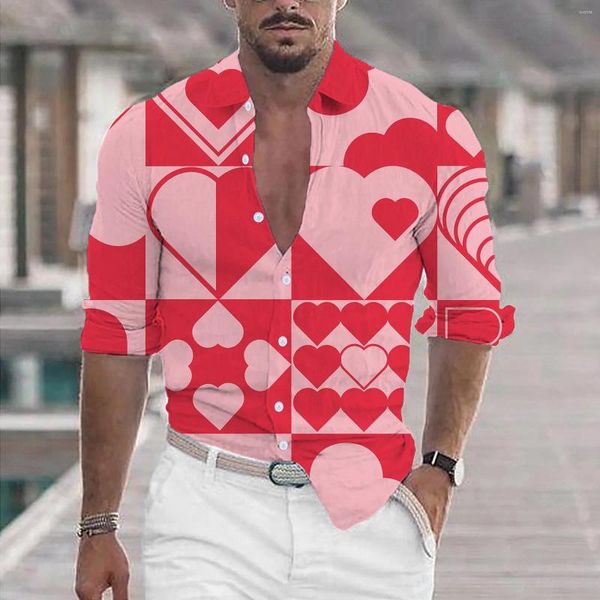 Camisas casuales para hombres Camisa de San Valentín de San Valentín