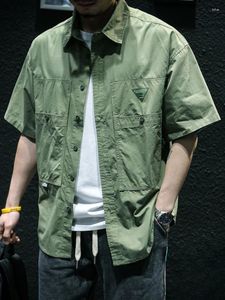 Chemises décontractées pour hommes chemises manches courtes à manches courtes avec poche pour hommes de créateur d'été marque coréen hipster asia tops coton normal