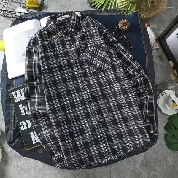 Camisas casuales para hombres tops ropa de carga a cuadros geométrica y blusas para hombres con bolsillo rojo s normal asia vintage alta calidad xxl