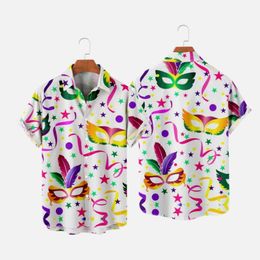 Chemises décontractées pour hommes Masque Floral Imprimé Été Chemise à manches courtes pour hommes Hawaii Holiday Party Wear Vintage Clothing StreetwearMen '