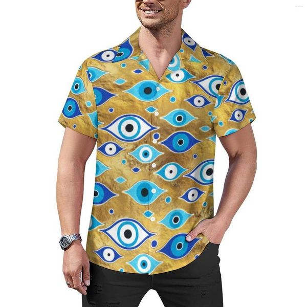 Camisas casuales para hombres Matiasma Camisa Evil Eye Amulet Amuleto Impresión Vacaciones sueltas Bodas Fun;