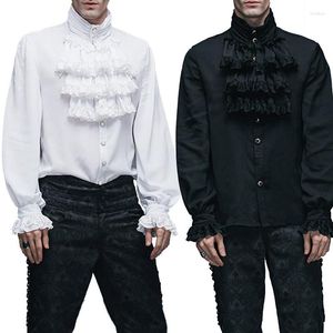 Chemises décontractées pour hommes Médiévals rouleaux de rouleaux pour hommes Médieuses Bandage victorien Ruffles Gothic Male Blouse Tops Groom tenue