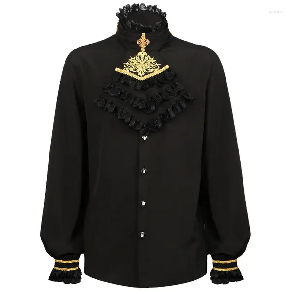 Chemises décontractées pour hommes Chemise médiévale Pirate Vampire Cosplay Victorien et Blouses Steampunk Gothic Hommes Vêtements Costume d'Halloween