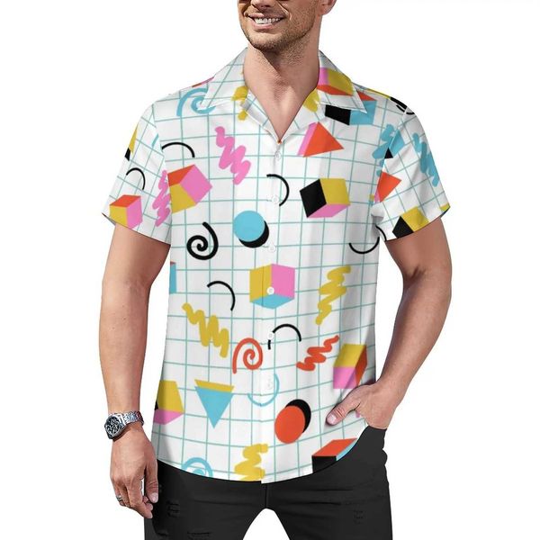 Chemises décontractées pour hommes Memphis Matchis 80s Kirt de plage rétro Minimal Géométrique Hawaiian Casual Shirts Homme Blouses Tendy Blouses Couchures à manches courtes 240424