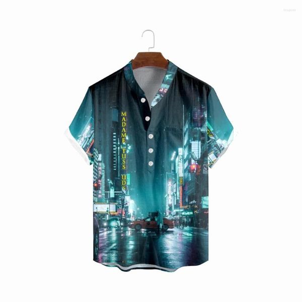 Camisas informales para hombres, para hombres y mujeres, hawaianas, japonesas, gente de la calle, estampado de automóviles, manga corta, comodidad para jóvenes