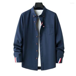 Camicie casual da uomo Camicia abbottonata da uomo Manica lunga Abito da lavoro formale Senza tasche Tinta unita Blu Bianco Top Coreano Slim Fit