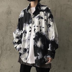 Chemises décontractées pour hommes Vêtements pour hommes Printemps Automne Corée Style Streetwear Tie Dyeing Manches longues Hauts et chemisiers pour femmes Couple Harajuku