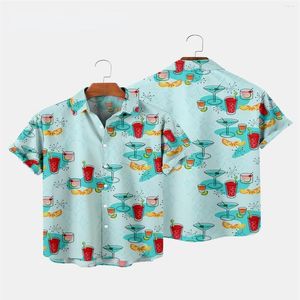 Casual overhemden voor heren Cocktailpatroon voor heren met korte mouwen Retro Hawaiiaanse Street Style Harajuku Oversized Clothing271z