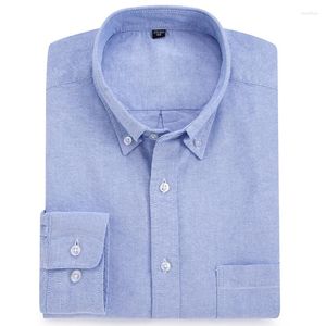 Camisas informales para hombre, de algodón Oxford, cómodas, de manga larga, con cuello abotonado, camisa de ocio sólida, calidad blanca de otoño