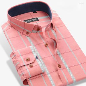 Casual shirts voor heren heren in Engeland-stijl geruite geplaid zakloos ontwerp Volledige mouw Standaard-fit knop-bollar katoen Gingham-shirt