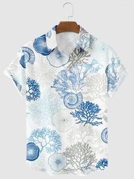 Casual shirts voor heren heren mode zomer t-shirts Hawaiian Conch 3d print gezellige één knop met korte mouwen strand oversized