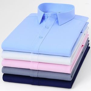 Casual shirts voor heren heren met lange mouwen elastische bamboe vezel rimpel overhirt shirt pocketless standaard fit zakelijk werk kantoor gemakkelijke verzorging