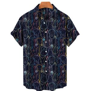 Chemises décontractées pour hommes Motif de musique pour hommes Chemise d'impression 3D personnalisée d'été Grande taille Lâche à manches courtes Tendance hawaïenne TopsMen's Men'sMen'