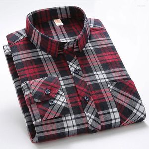 Chemises décontractées pour hommes Chemise en coton à manches longues à carreaux pour hommes Givré lâche Automne et travail de bureau d'hiver