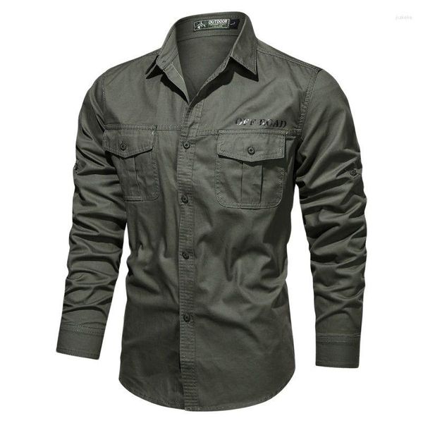 Chemises décontractées pour hommes chemises masculines 5xl 6xl mâle trop rehausseur de coton militaire.